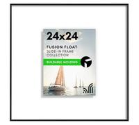 Americanflat Portarretratos flotante de 24 x 24 pulgadas con plexiglás pulido, úsalo como marco de 11 x 14 pulgadas con paspartú o marco de 24 x 24 pulgadas sin paspartú, colección Fusion Float, marco