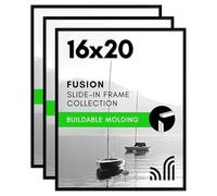 Americanflat Portarretratos negro de 16 x 20 pulgadas, juego de 3 marcos de 16 x 20 pulgadas con moldura delgada, cubierta de plexiglás y accesorios para colgar en pared horizontal o vertical