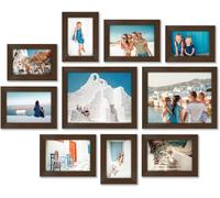 Americanflat Set de 10 Marcos de Fotos Collage - Portafotos Multiple con 2 de 20x25 cm, 4 de 13x18 cm y 4 de 10x15 cm - Marcos de Pared en MDF Nogal para Hogar, Oficina y Galería