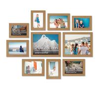 Americanflat Set de 10 Marcos de Fotos Collage - Portafotos Multiple con 2 de 20x25 cm, 4 de 13x18 cm y 4 de 10x15 cm - Marcos de Pared en MDF Roble Oscuro para Hogar, Oficina y Galería
