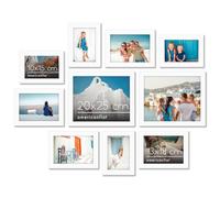 Americanflat Set de 10 Marcos de Fotos Collage - Portafotos Multiple con 2 de 20x25 cm, 4 de 13x18 cm y 4 de 10x15 cm - Marcos de Pared en MDF Blanco para Hogar, Oficina y Galería
