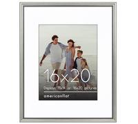 Americanflat Vintage Frames - 16x20 Picture Frame with Beaded Accents and Polished Plexiglass - Use as 11x14 Frame or 16x20 Frame Without Mat - Silver Antique Style Frames for Wall Display