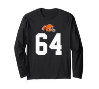 Americano Fútbol Casco Estilo Vintage Número 64 Manga Larga