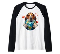 Americano Inglés Coonhound Perro Día de la Tierra Abrazo Amor Dueño Mamá Camiseta Manga Raglan