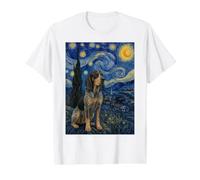 Americano Inglés Coonhound Perro Noche Estrellada Camiseta gráfica económica, Hombre, Blanco, L