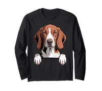 Americano Inglés Redtick Coonhound Funny Peeking Dog Lover Manga Larga