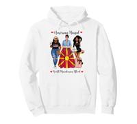 Americano Y Macedonia del Norte Blood Black Mujer Sudadera con Capucha