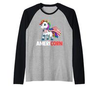 Americorn, El Unicornio Patriótico Estadounidense Camiseta Manga Raglan