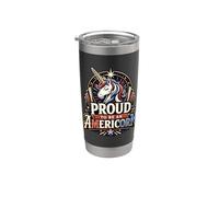 Americorn Patriotic Unicorn American Flag 4 July Vaso térmico de acero inoxidable de doble pared