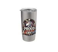 Americorn Patriotic Unicorn American Flag 4 July Vaso térmico de acero inoxidable de doble pared