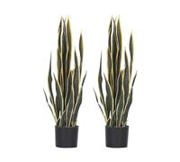 AMERIQUE Par de Hermosas y únicas Plantas Artificiales de Serpiente Dracaena Sansevieria Trifasciata, 32 Hojas Cada una, con macetas para guardería, tecnología Feel Real, Color Verde