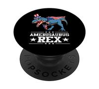 Amerisaurus Rex Dinosaur 4th of July T Rex American Flag PopSockets PopGrip Adhesivo