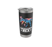 Amerisaurus Rex Dinosaur 4th Of July T Rex American Flag Vaso térmico de acero inoxidable de doble pared