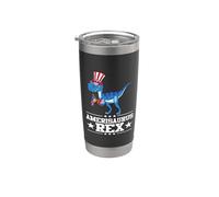 Amerisaurus Rex Dinosaur 4th Of July T Rex American Flag Vaso térmico de acero inoxidable de doble pared