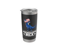 Amerisaurus Rex Dinosaur 4th Of July T Rex American Flag Vaso térmico de acero inoxidable de doble pared