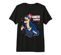 Amerisaurus T Rex Dinosaur American Patriotic 4th of July Camiseta Premium
