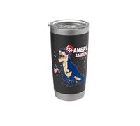 Amerisaurus T Rex Dinosaur American Patriotic 4th Of July Vaso térmico de acero inoxidable de doble pared