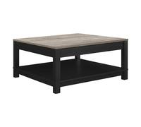 Ameriwood Home Mesa de Centro Carver con Espacio de Almacenamiento Abierto, Pintura Negra Mate y Detalles en Madera Envejecida.