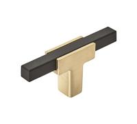Amerock BP67BGLMB - Pomo para puerta de armario de cocina o cajón | Oro cepillado/negro mate | 2-3/4 pulgadas (70 mm) de longitud | Urbanite | 1 paquete | Accesorios para muebles | Herrajes para