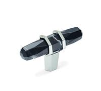 Amerock Carrione - Pomo de armario (64 mm) de largo, color negro y níquel pulido