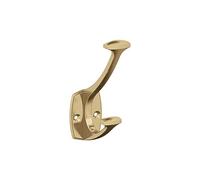 Amerock H37001CZ - Gancho de pared decorativo de doble punta Vicinity | Gancho de bronce champán para abrigos, sombreros, mochilas, bolsas | Ganchos para baño, dormitorio, armario, entrada, lavandería