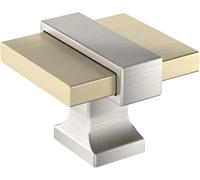 Amerock Overton BP36680BBZG10 - Pomo de gabinete de 35 mm de longitud, color champán dorado y níquel satinado