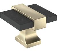 Amerock Overton BP36680BMBBBZ - Pomo para gabinete de 35 mm de longitud, color negro mate cepillado y dorado champán