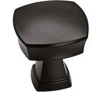 Amerock | Pomo de gabinete | Negro mate | 1-1/4 pulgadas (32 mm) de longitud | Estatura | Paquete de 10 | Pomo de cajón | Herrajes para gabinete