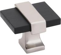 Amerock Pomo para gabinete, color negro mate cepillado, níquel satinado, 35 mm de longitud, Overton, 1 paquete, perilla de cajón, accesorios para gabinete