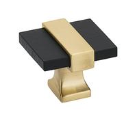 Amerock Pomo para gabinete, color negro mate cepillado/oro cepillado, 35 mm de longitud, Overton, 1 paquete, perilla de cajón, herrajes para gabinete