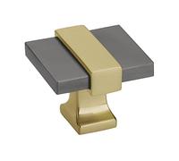 Amerock Pomo para gabinete, cromo negro/oro cepillado, 35 mm de longitud, Overton, 1 paquete, perilla de cajón, accesorios para gabinete