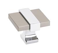 Amerock Pomo para gabinete, níquel satinado/cromo pulido, 35 mm de longitud, Overton, 1 paquete, perilla de cajón, accesorios para gabinete