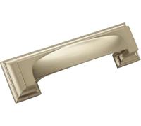 Amerock Tirador de copa de gabinete, champán dorado, 76 mm y 96 mm de centro a centro, 1 paquete, tirador de cajón, asa de cajón, herrajes para gabinete