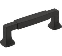 Amerock Tirador de gabinete, negro mate, 96 mm de centro a centro, estatura, paquete de 1 unidad, tirador de cajón, manija de gabinete, herrajes para gabinete