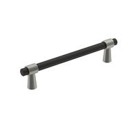 Amerock Tirador de gabinete, negro mate/níquel satinado, 5-1/16 pulgadas (128 mm) de centro a centro, fusión, paquete de 1 unidad, tirador de cajón, manija de gabinete, herrajes para gabinete