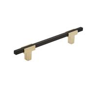 Amerock | Tirador de gabinete | Oro cepillado/negro mate | 5-1/16 pulgadas (128 mm) de centro a centro | Urbanite | 1 paquete | Tirador de cajón | Asa de cajón | Herrajes para gabinete