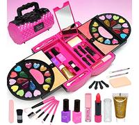 Amerrly Set de Maquillaje para Niños - 59 PCS Set de Maquillaje Seguro y Lavable, Juguetes para Niñas de 4 a 12 años, Fiesta de Cumpleaños