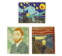 Amersis Van Gogh - Pin de solapa esmaltado, diseño de la noche estrellada de Vincent Van Gogh con autorretrato, The Scream by Edvard Munch (3 unidades)