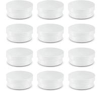 Amersumer Paquete de 20 recipientes redondos de plástico esmerilado transparente con tapas de rosca, recipientes apilables cilíndricos para maquillaje, ojos, píldoras, gemas, cuentas, joyas, objetos