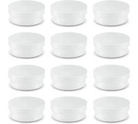 Amersumer Paquete de 20 recipientes redondos de plástico esmerilado transparente con tapas de rosca, recipientes apilables cilíndricos para maquillaje, ojos, píldoras, gemas, cuentas, joyas, objetos