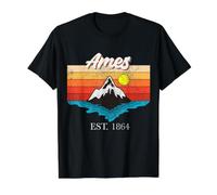 Ames Home Town Vintage Sunset USA Vacaciones Camiseta gráfica económica, Hombre, Negro, S