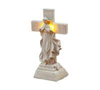 Amesor Estatua solar para patio, figura de oración de la Virgen María de resina, figura para exteriores, luz LED, estatua solar para patio, patio, césped, porche, camino, Navidad, Pascua, cumpleaños