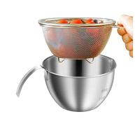 Amesor Tazones Mezcladores con Escurridor,Set de 400 ml de Acero Inoxidable con Asa - para Cocina, Hogar, Restaurante, Terraza, Jardín, Barbacoa, | Para cocina, hogar, restaurante, jardín, barbacoa,