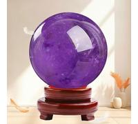 Amethyst Ball, Amethyst Crystal Ball, with Stand Purple Power Stone Ball for Crystal, Scrying, Feng Shui, Home Decor,90mm