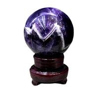 Amethyst Ball Esfera Decorativa de Cristal Natural Bola de Cristal Amatista de sueño con Esfera de Cristal Real para la curación, decoración del hogar y adivinación,60mm