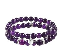 Amethyst Bracelet For Women, 8mm Natural Stone Anxiety Stress Relief Healing Beads, Yoga Motivational Handmade Purple Gifts, 30g