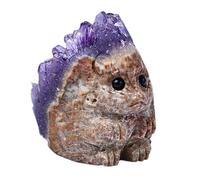 Amethyst Cluster Raw Stone,Hand Carved Crystals Animal Hedgehog Carving for or Home Decor, Gift for Crystal Lovers