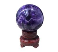 Amethyst Crystal Ball Stone Sphere Ball for Home Decoration with Wooden Base,Amethyst ball-7cm
