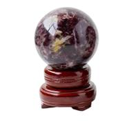 Amethyst Crystal Divination Sphere Sculpture Figurine Gemstone Ball,Feng Shui Aura Home Desk Decor Decorative Collection,with Wooden Stand,Amethyst ball-50~55mm