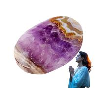 Amethyst Crystal Rock, Pocket Crystal Stone - Piedras de amatista pequeñas naturales - Pebble decorativo pulido pequeño de grava cruda para masaje de yoga de palma
